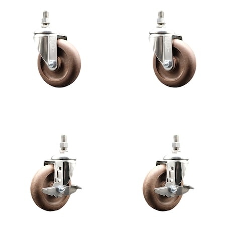 Service Caster 4 Inch 316SS High Temp Glass Filled Nylon 1/2 Inch Stem Caster Brakes SCC, 2PK SS316TS20S414-GFNSHT-121315-2-TLB-2